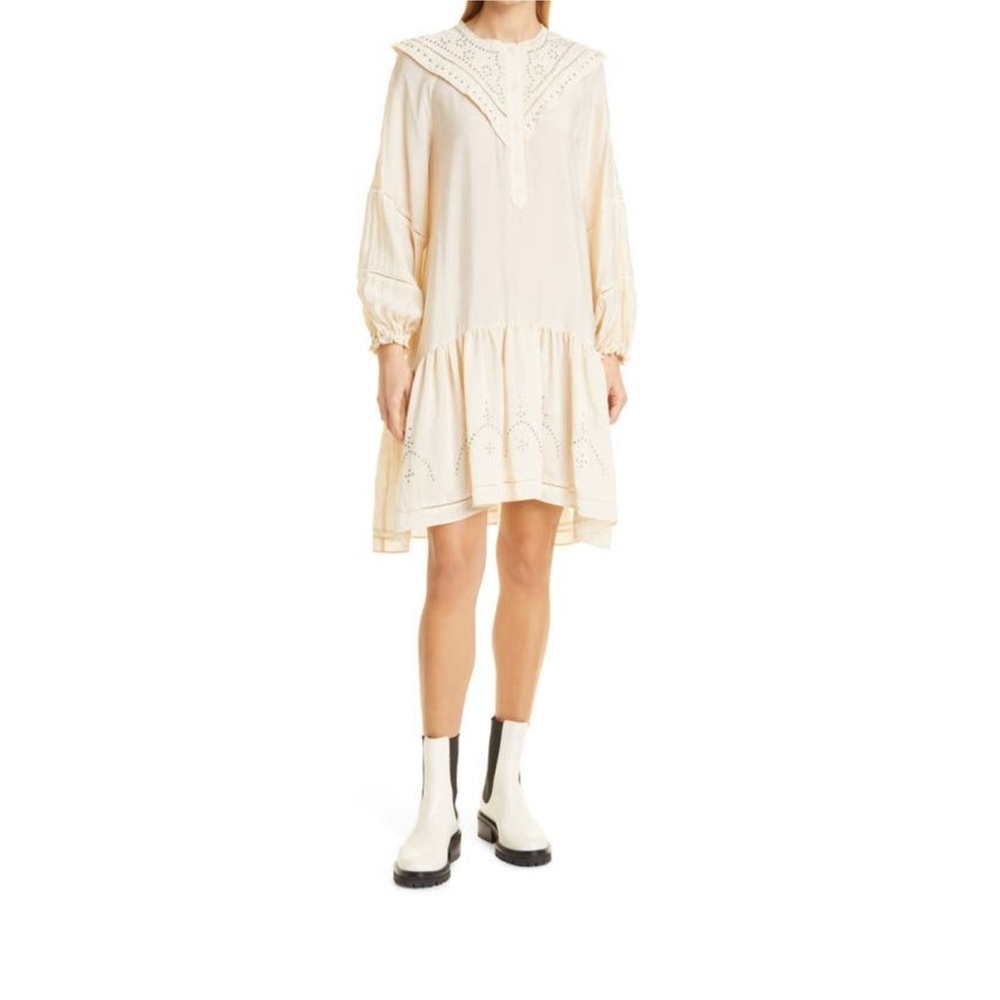 Munthe Capture Shift Ruffle Dress in Creme Size 40 EU 10 US NWT